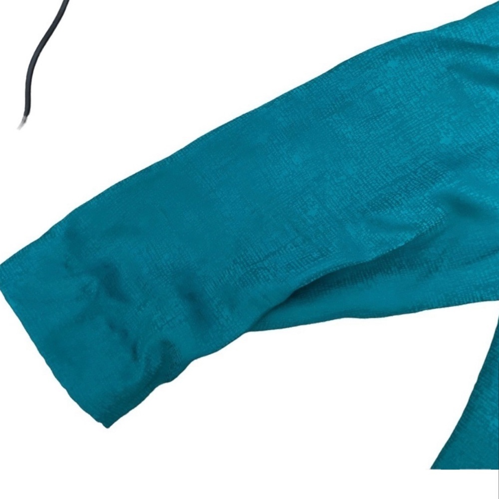 Adrianna Papell Silk Turquoise Blue Mermaidcore Event Evening Button Up Blazer - Picture 6 of 8